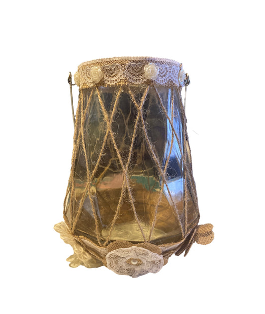 Hand Decorated Large Hanging Glass Jar