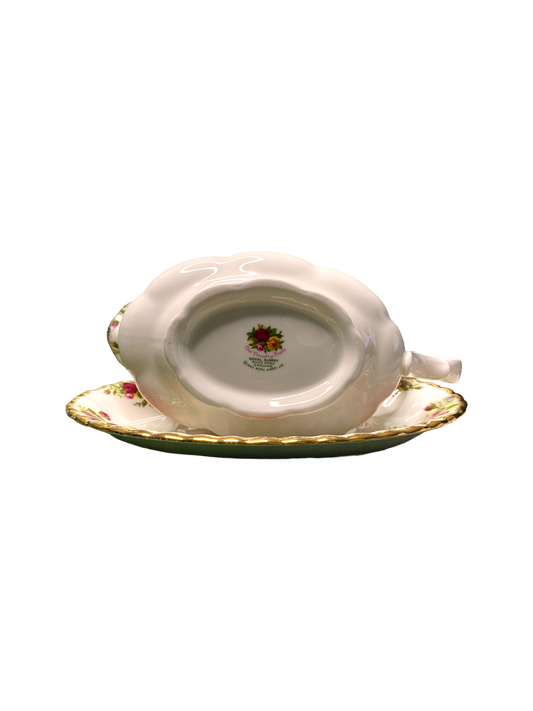 Royal Albert Old Country Roses Sauce Boat And Stand - First Quality