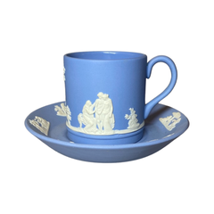 Wedgwood - Jasperware -  Blue & White - Coffee Cup & Saucer